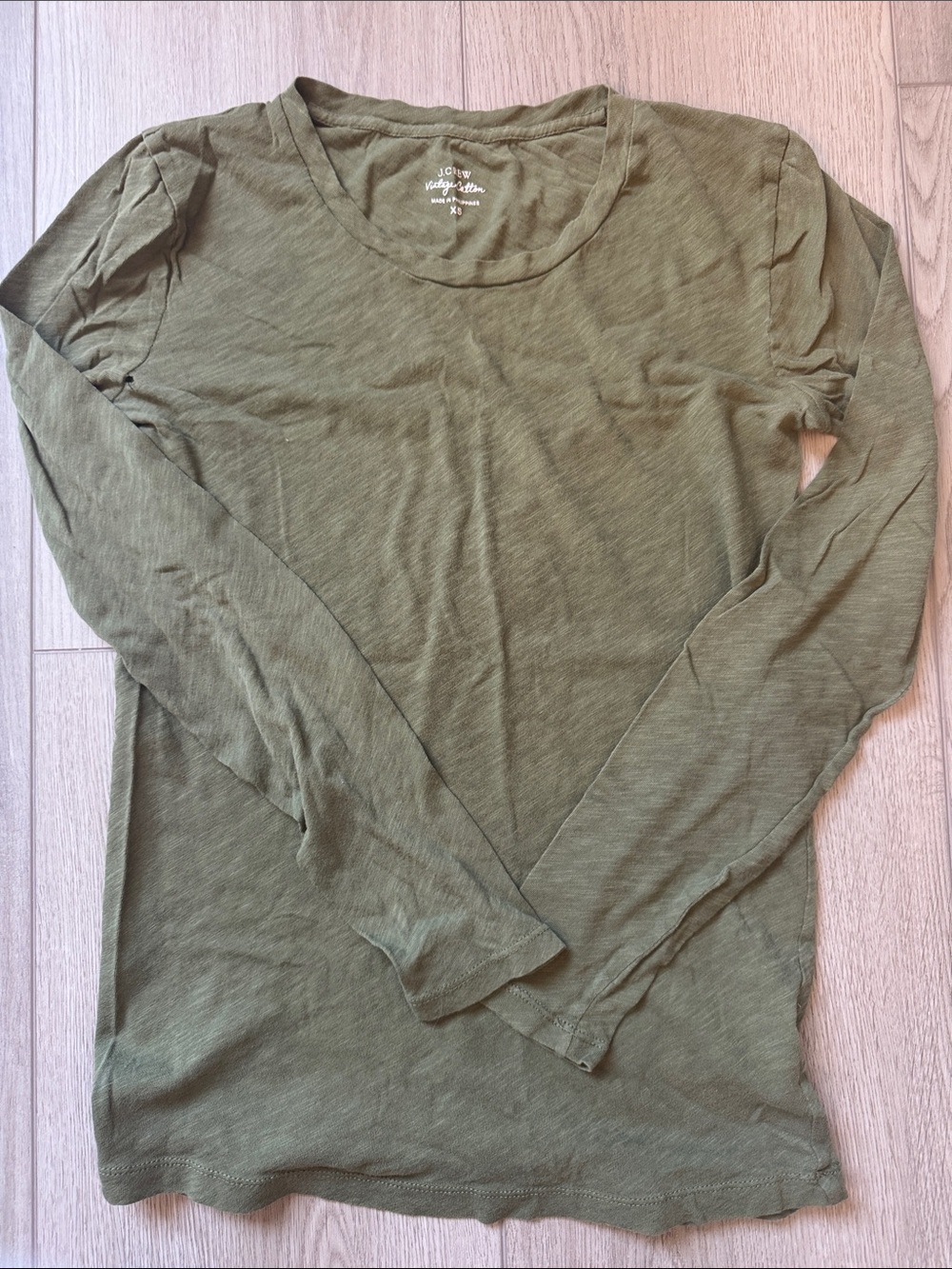 J. Crew Olive Green Long-Sleeve Crewneck Tee